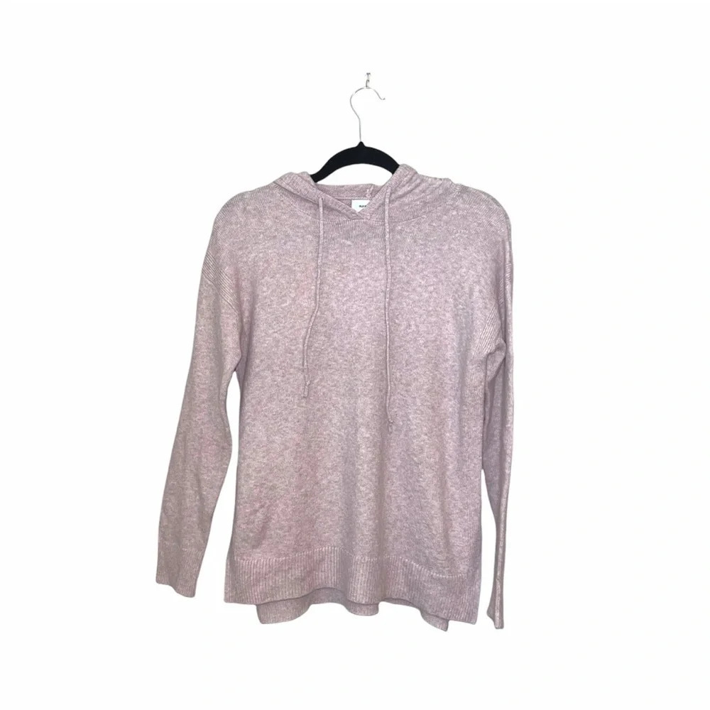 Old Navy Light Pink Hooded Sweater Marled Pullover Plush Cozy Small Women’s